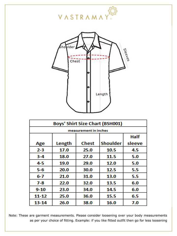 VASTRAMAY Boys' White Silk Short Sleeves Ethnic Shirt