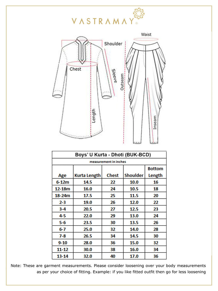 VASTRAMAY Boys' Wine Cotton Silk Blend Kurta and Dhoti Pant Set