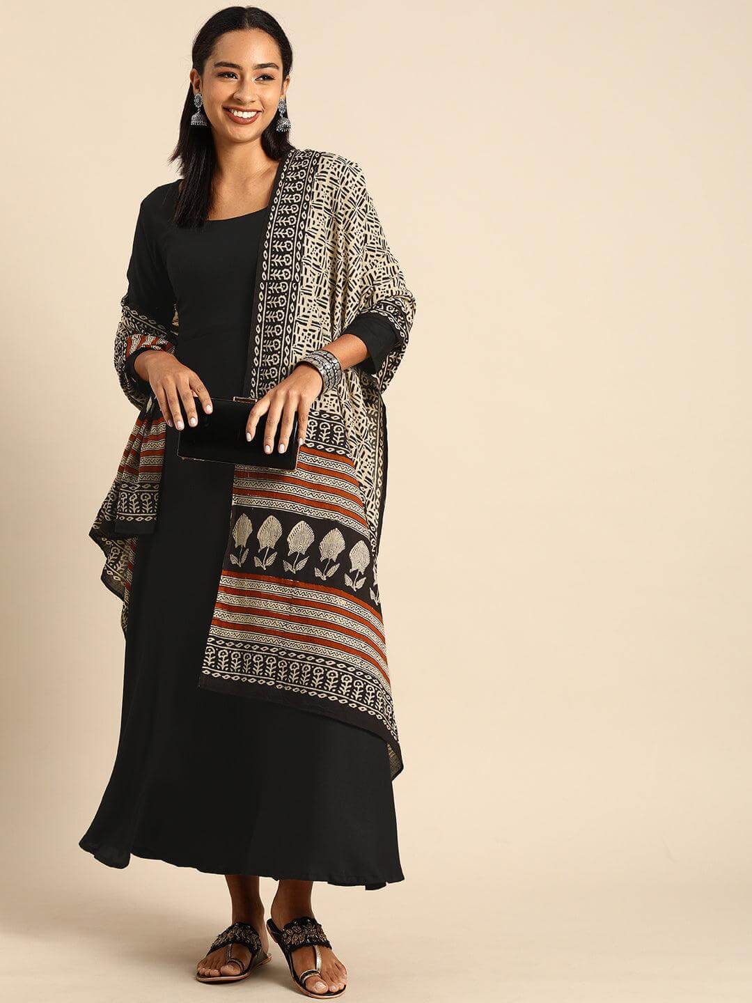 Black Rayon Solid Kurta A-Line Set  - By Janasya