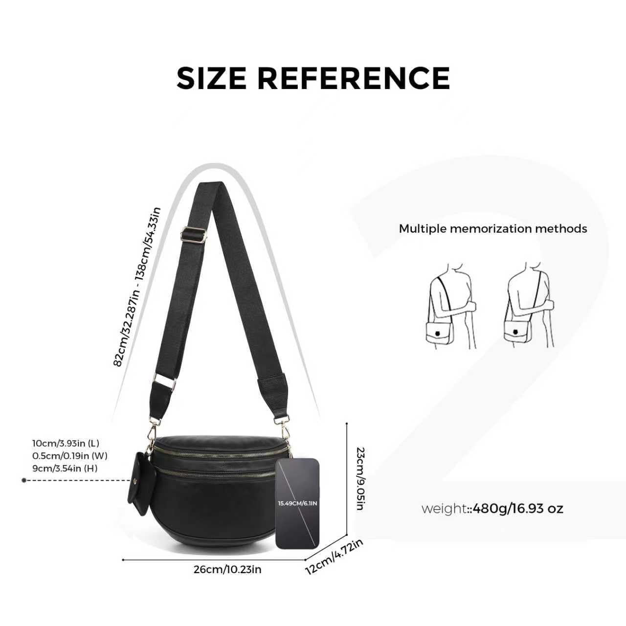 Ounamei Checkered Crossbody Bum Bag for Women Large Capacity Belt Bag for Moms & Everyday Travel