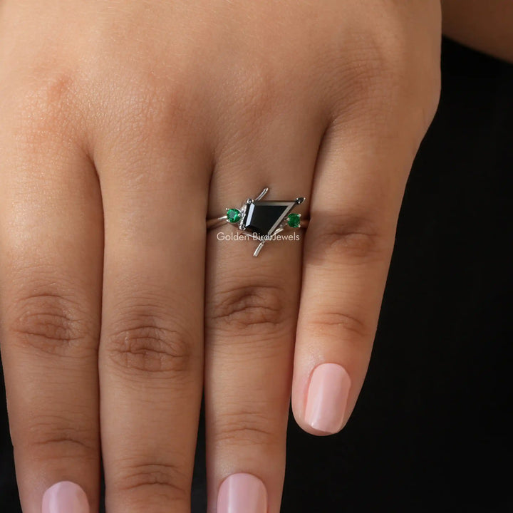 Black Kite Cut Moissanite Engagement Ring