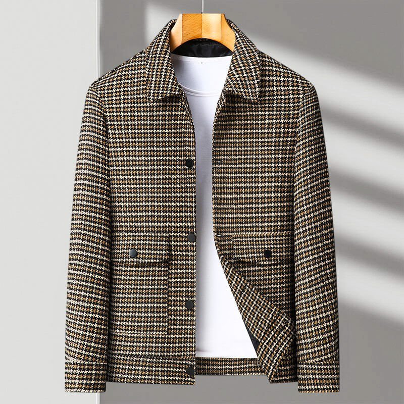 Malcolm Houndstooth Wool Jacket  - By Qivii