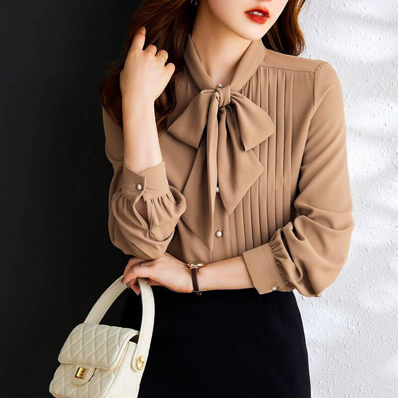 Silvia Bow Tie Blouse  - By Qivii