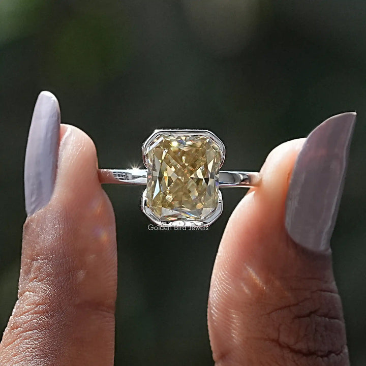 Canary Yellow Radiant Cut Moissanite Solitaire Ring