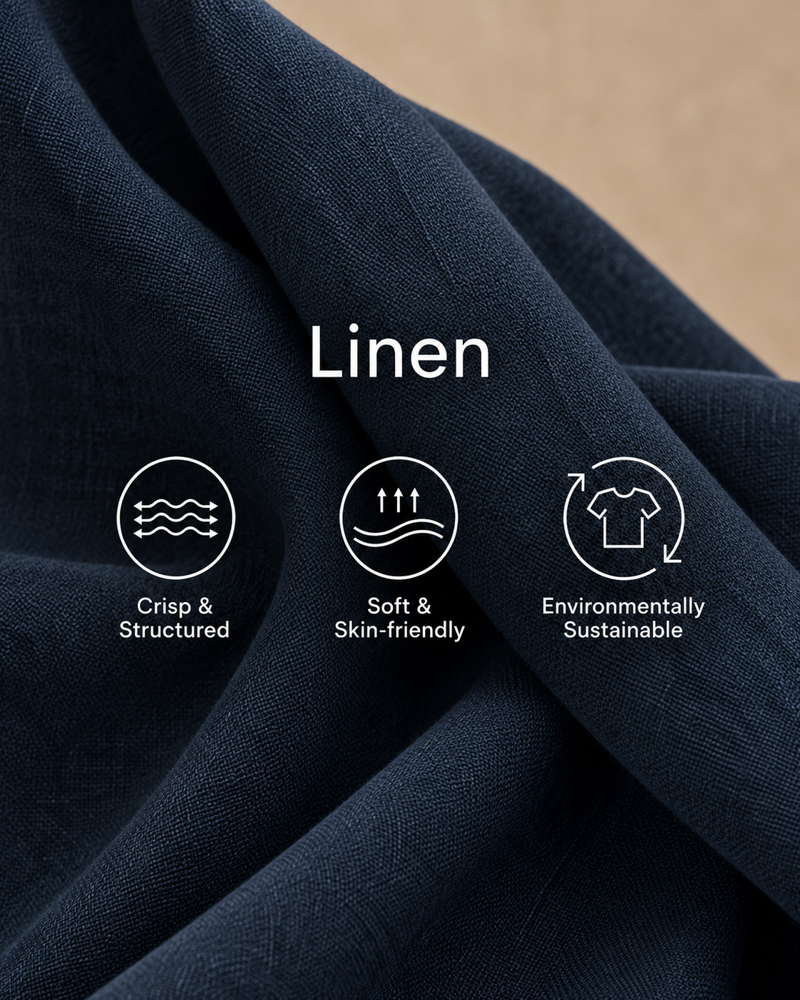 Women's navy blue linen mini dress by Qivii featuring round neck, asymmetric buttons, side pockets, sleeveless, minimalist commuter style.