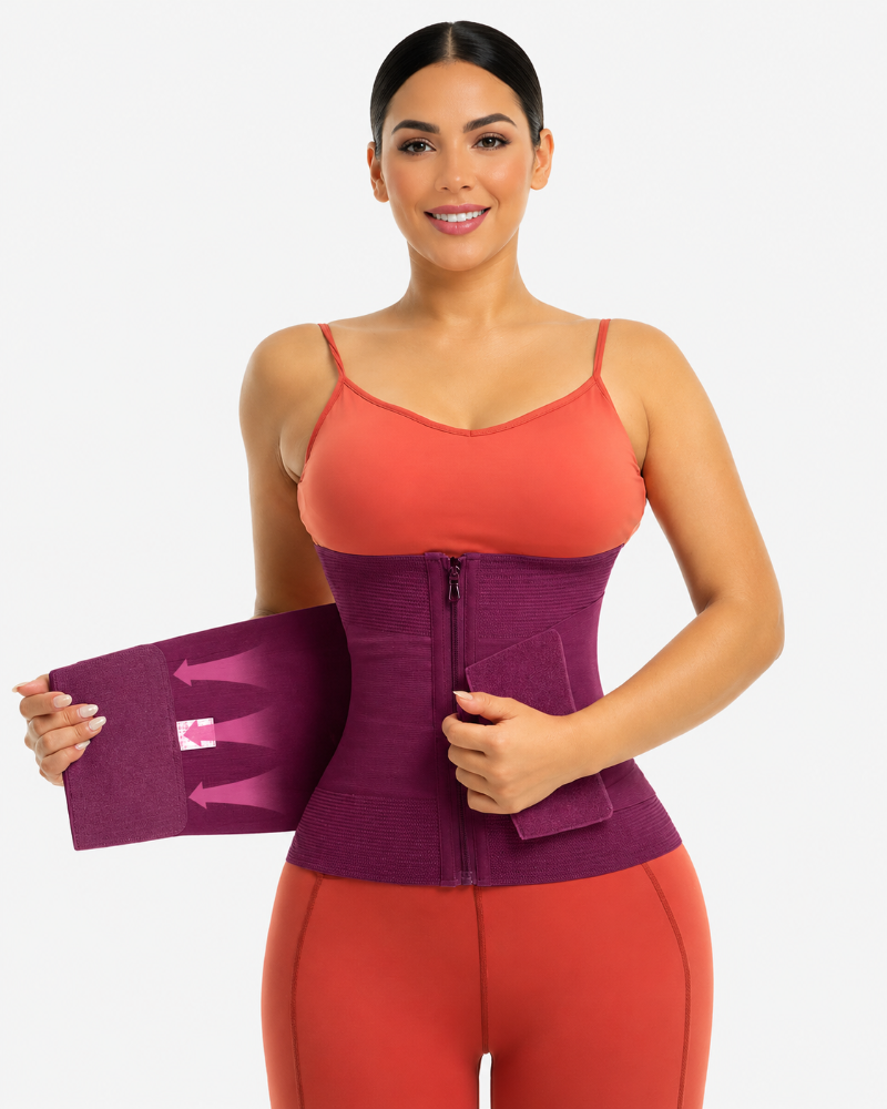 Double Compression Zipper Waist Trainer Corset Girdle