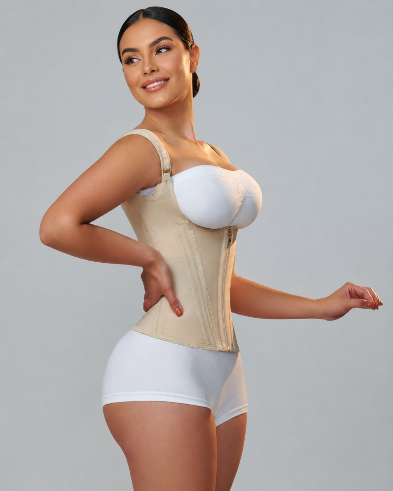 Waist Trainer for Women Body Shaper Corset Vest Tank Top with Steel Bones  - By Qivii