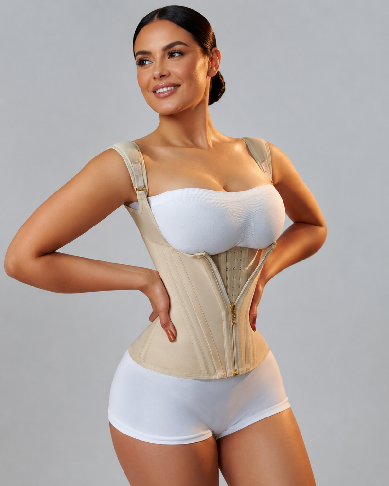 Waist Trainer for Women Body Shaper Corset Vest Tank Top with Steel Bones  - By Qivii