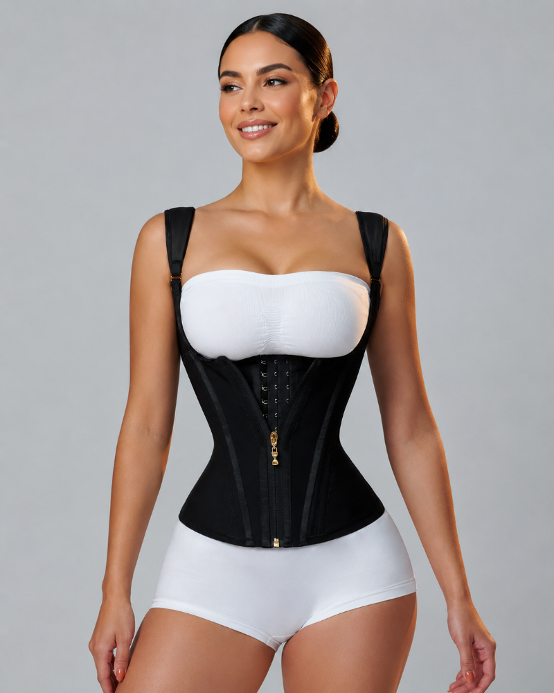 Waist Trainer for Women Body Shaper Corset Vest Tank Top with Steel Bones  - By Qivii