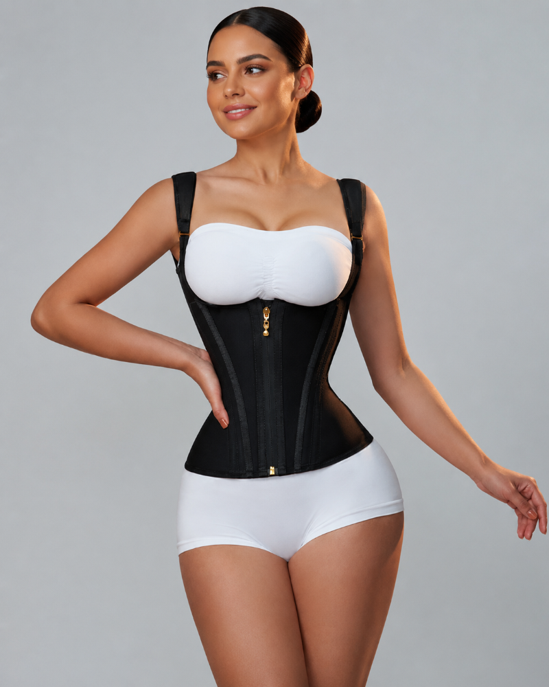Waist Trainer for Women Body Shaper Corset Vest Tank Top with Steel Bones  - By Qivii