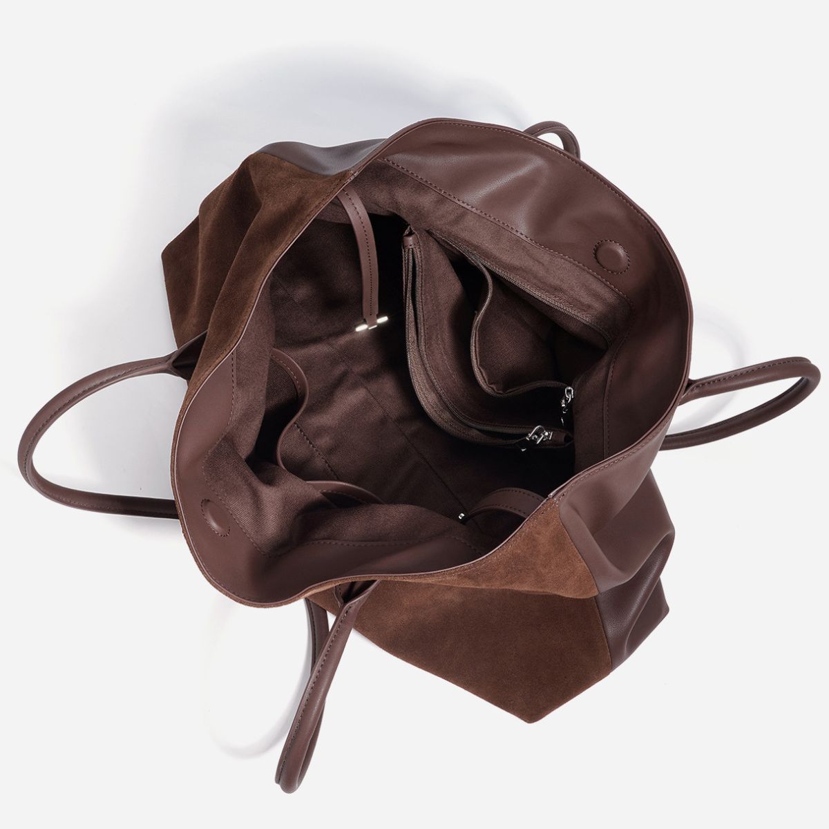 Classic Suede Leather Tote Bag for Women, Large Capacity Shoulder Handbag, Soft Suede Cowhide Work & Everyday Bag