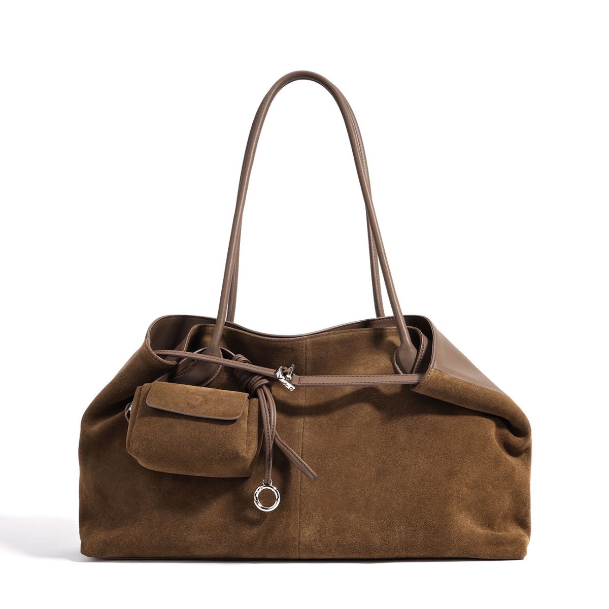 Classic Suede Leather Tote Bag for Women, Large Capacity Shoulder Handbag, Soft Suede Cowhide Work & Everyday Bag
