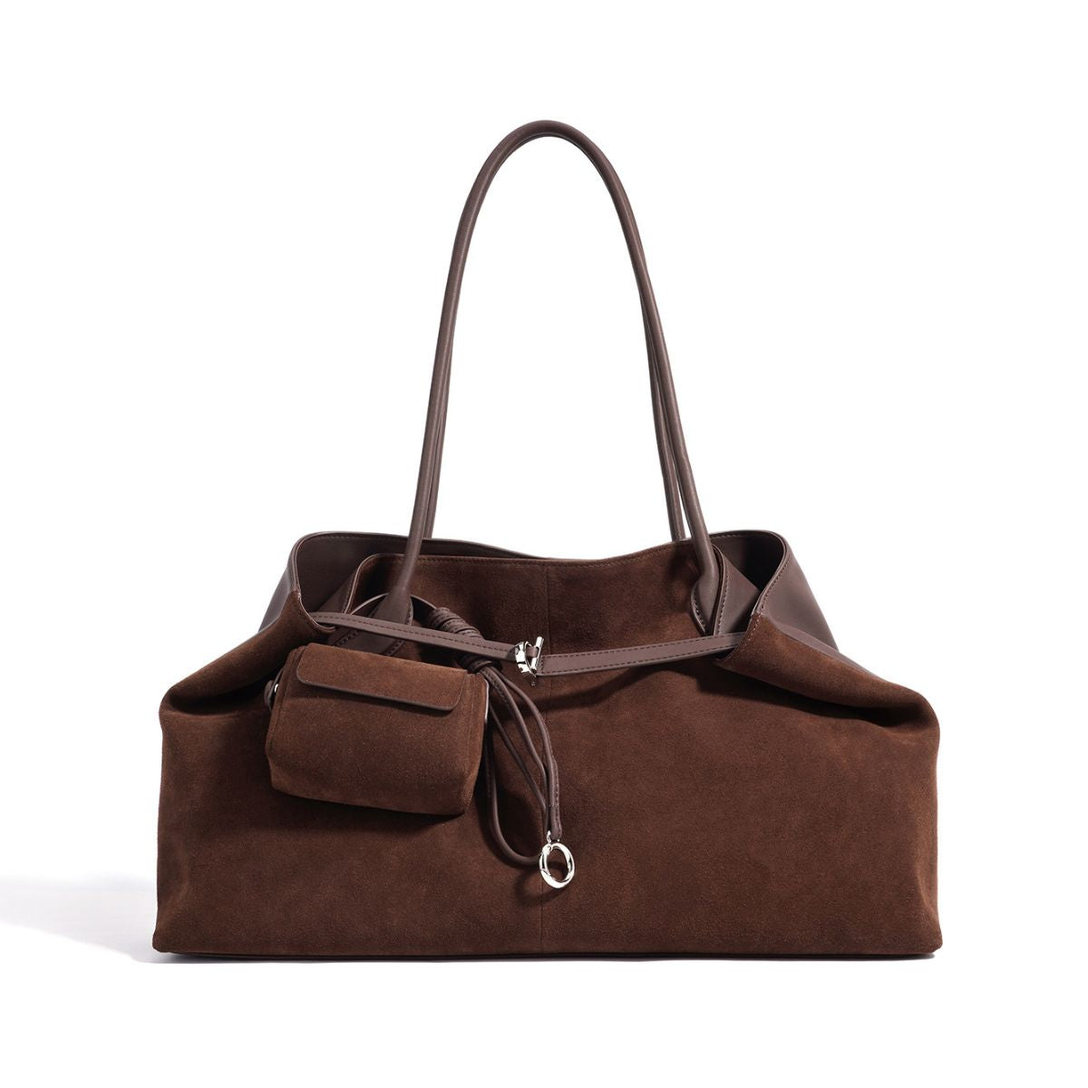 Classic Suede Leather Tote Bag for Women, Large Capacity Shoulder Handbag, Soft Suede Cowhide Work & Everyday Bag
