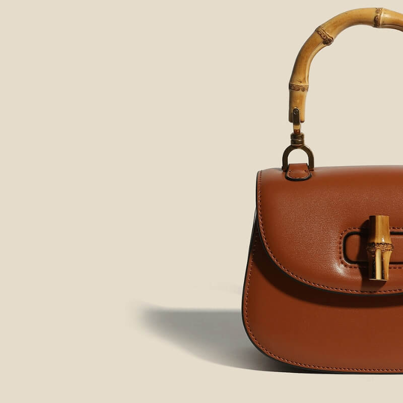 Valentina Leather Bamboo Handbag  - By Qivii