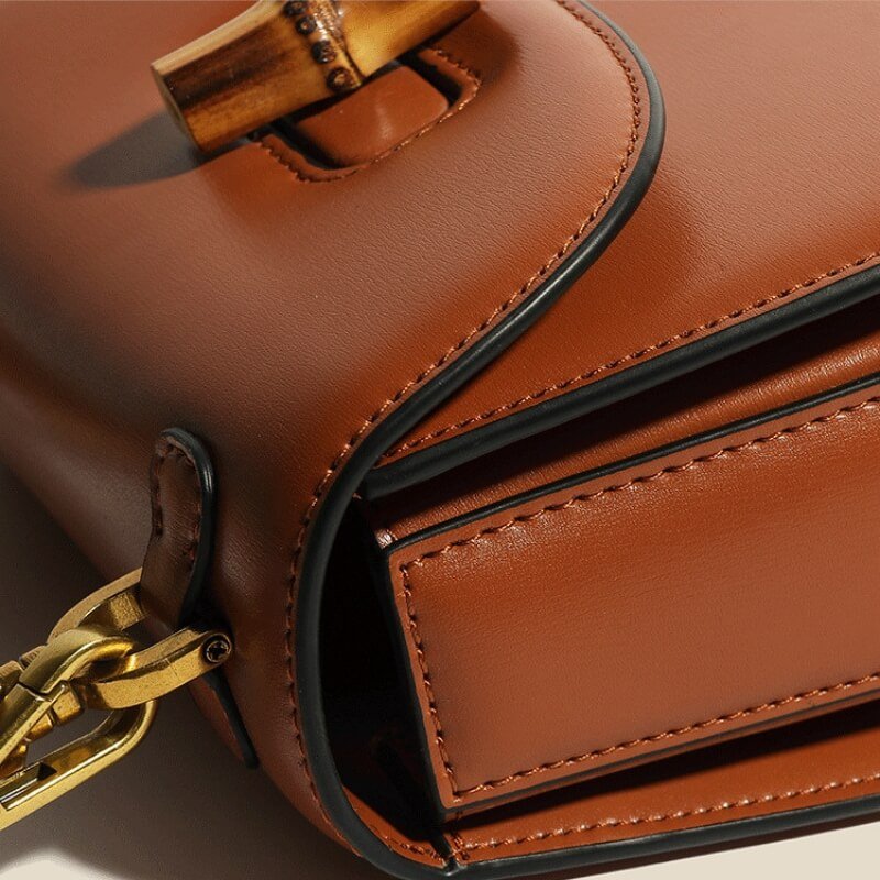 Valentina Leather Bamboo Handbag  - By Qivii