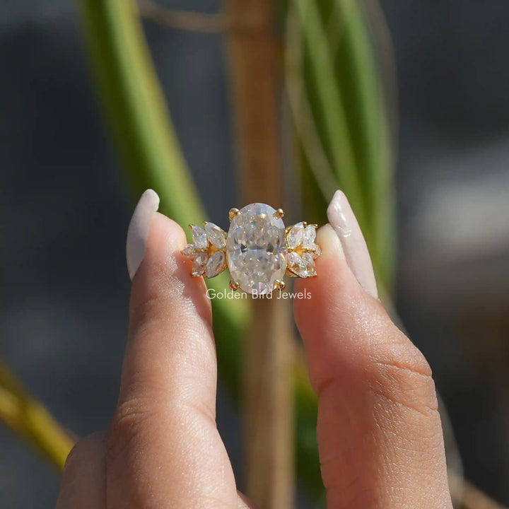 Oval Cut Moissanite Vintage Style Cluster Ring