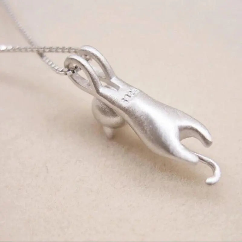 Vrolijke Ketting met een Zilveren Katje 925  - By Qivii