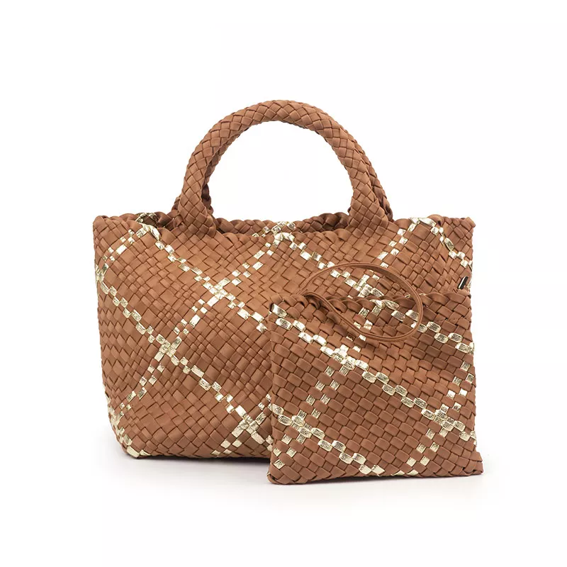 Colorblock Neoprene Woven Bag - Camel | Ounamei