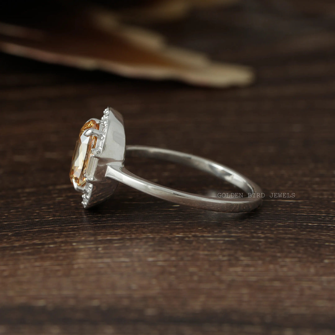 Criss Cut Cushion Multi Stone Moissanite Halo Ring