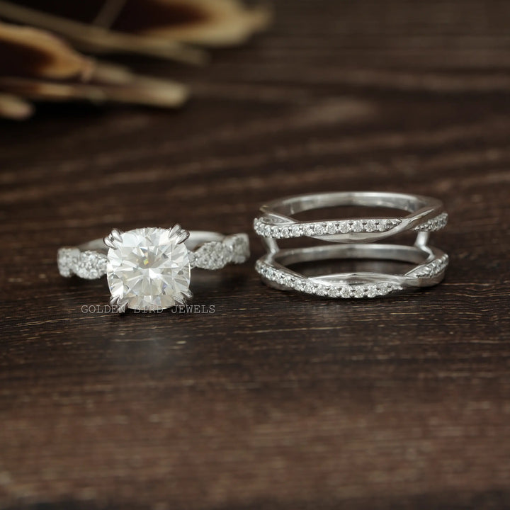 Cushion Cut Moissanite Infinity Ring Set