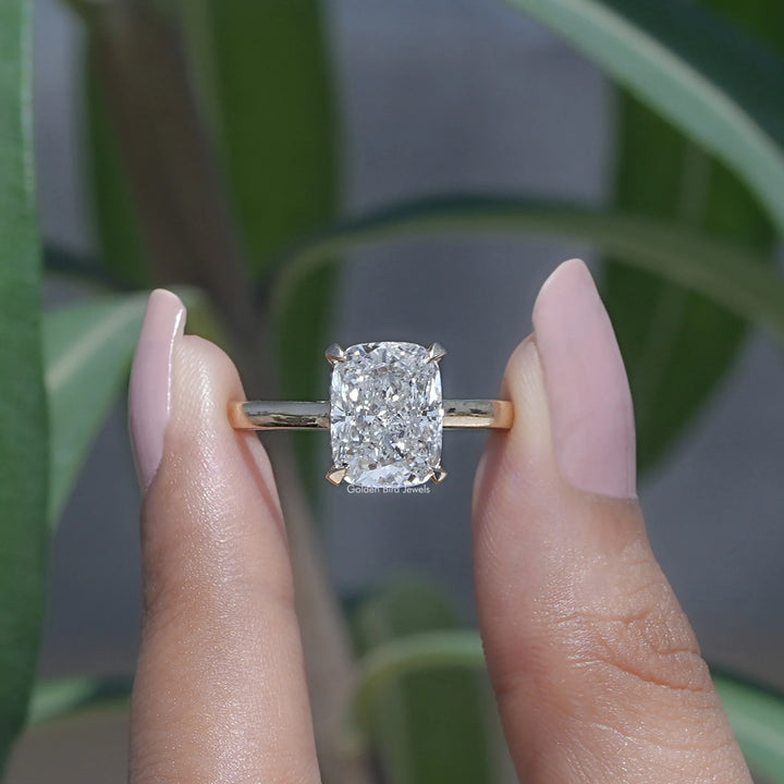 Cushion Cut Lab Diamond Hidden Halo Ring