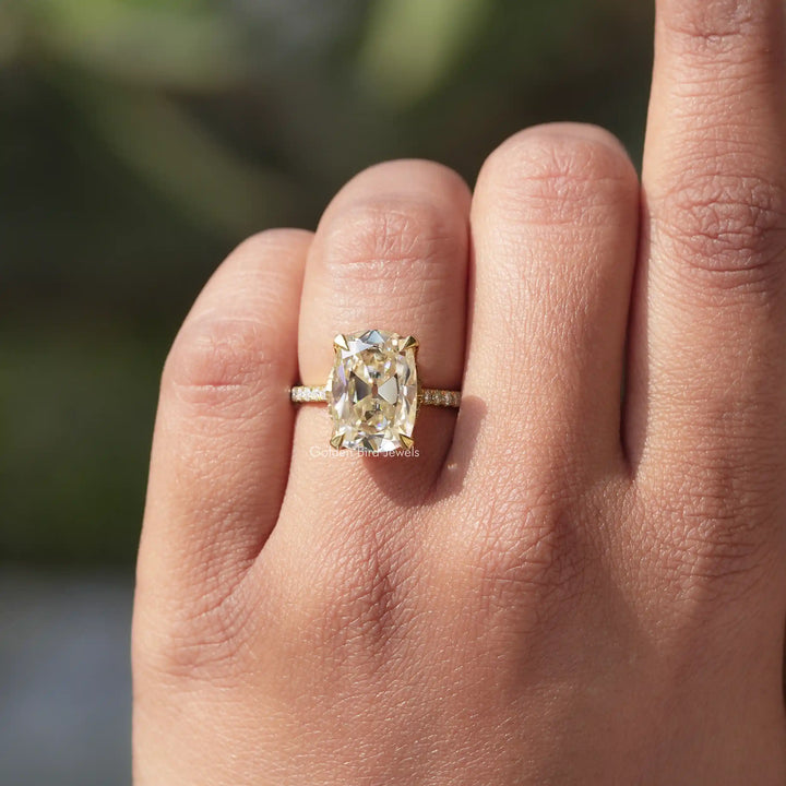 Cushion Cut Hidden Halo Moissanite Engagement Ring