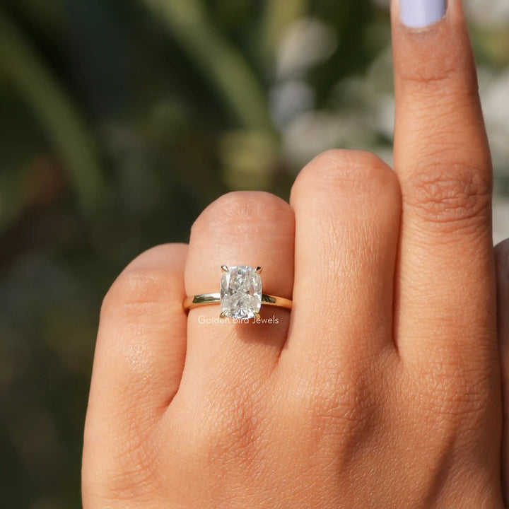 Elongated Cushion Cut Moissanite Engagement Ring