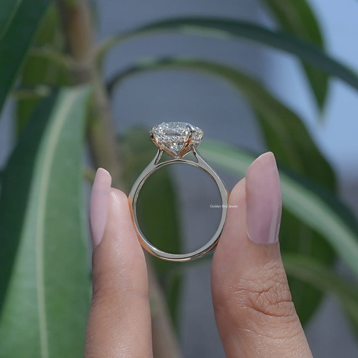 Cushion Cut Lab Diamond Hidden Halo Ring