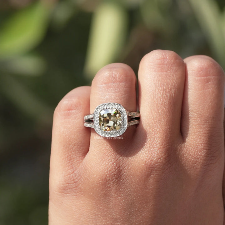 Old Mine Cushion Cut Moissanite Halo Ring