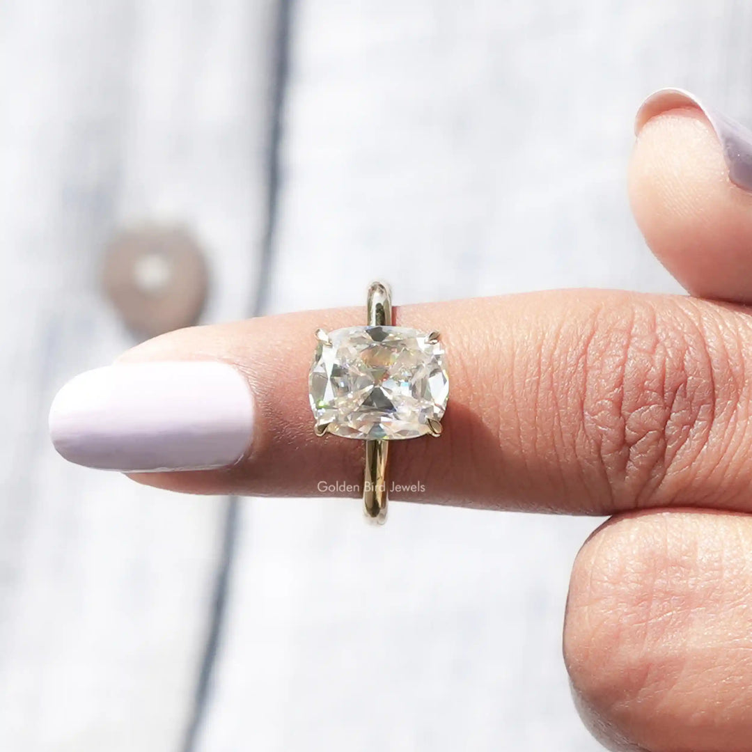 Old Mine Cushion Moissanite Solitaire Ring