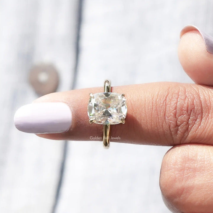 Old Mine Cushion Moissanite Solitaire Ring