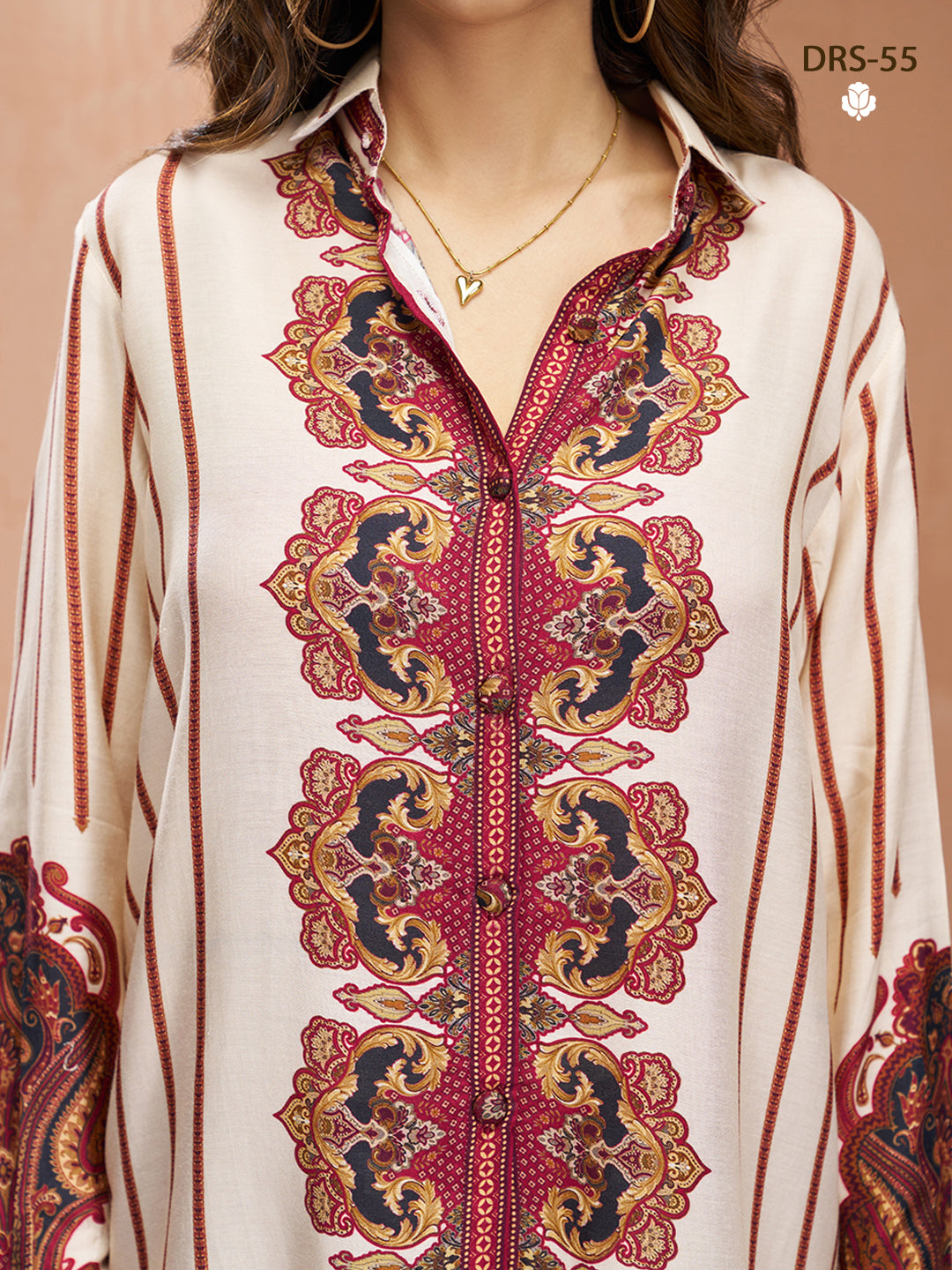 CREAM PURE MUSLIN SILK PRINTED SHIRT PANT - qivii