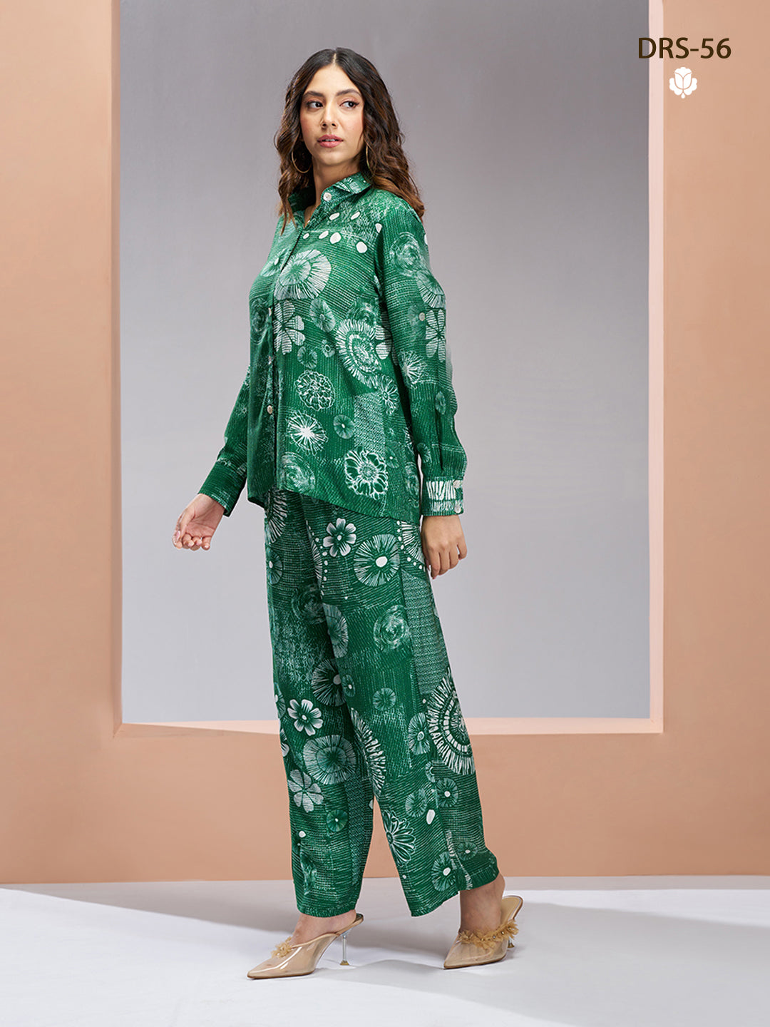 DARK GREEN PURE MUSLIN SILK PRINTED SHIRT PANT - qivii