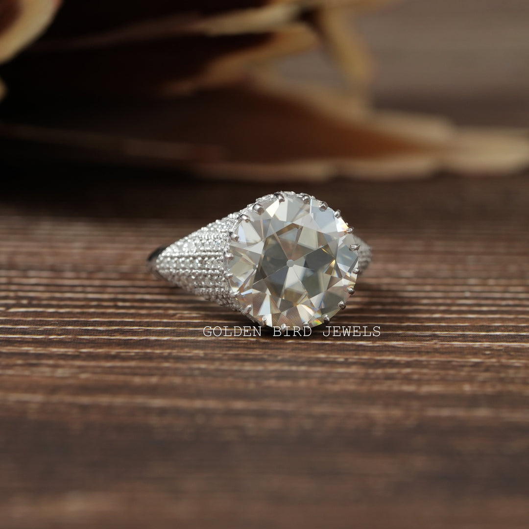 Old European Cut Round Moissanite Ring