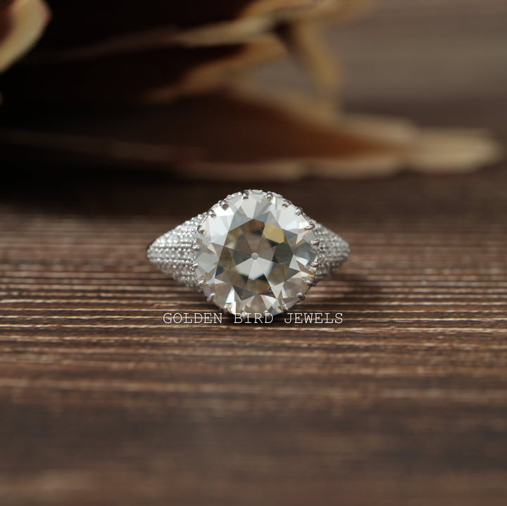 Old European Cut Round Moissanite Ring