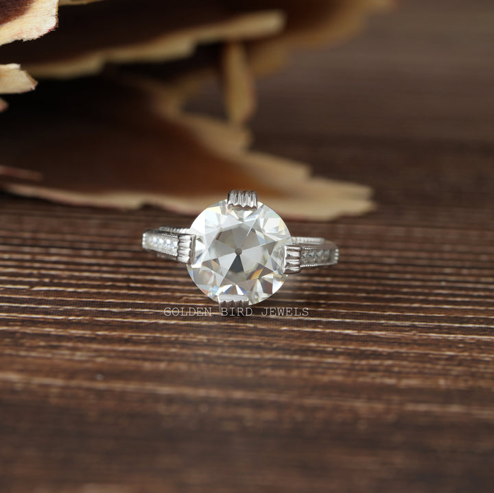 OEC Round Cut Vintage Moissanite Engagement Ring