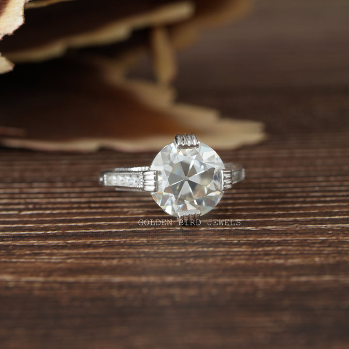 OEC Round Cut Vintage Moissanite Engagement Ring