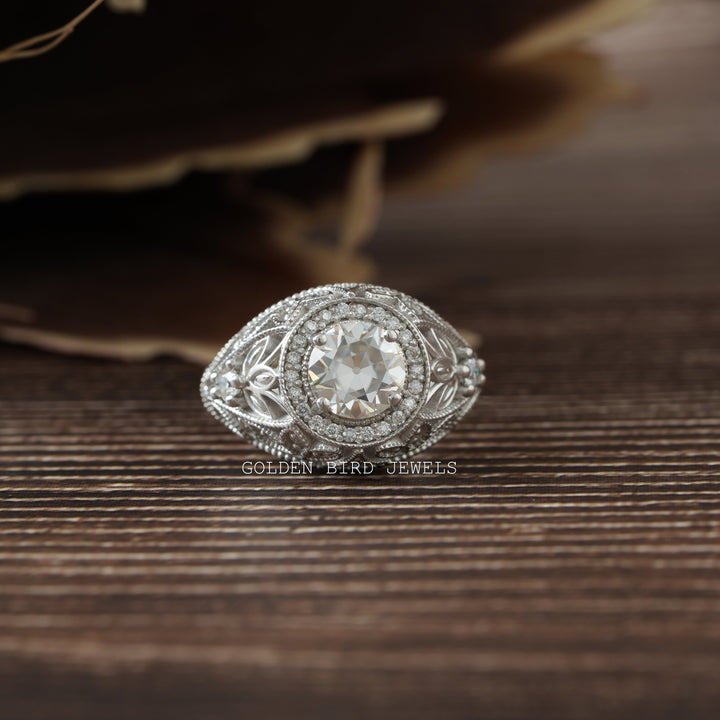 Vintage Moissanite Old European Round Cut Ring