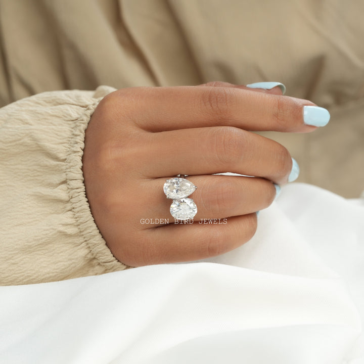 Pear And Oval Cut Moissanite You And Me Ring For Her