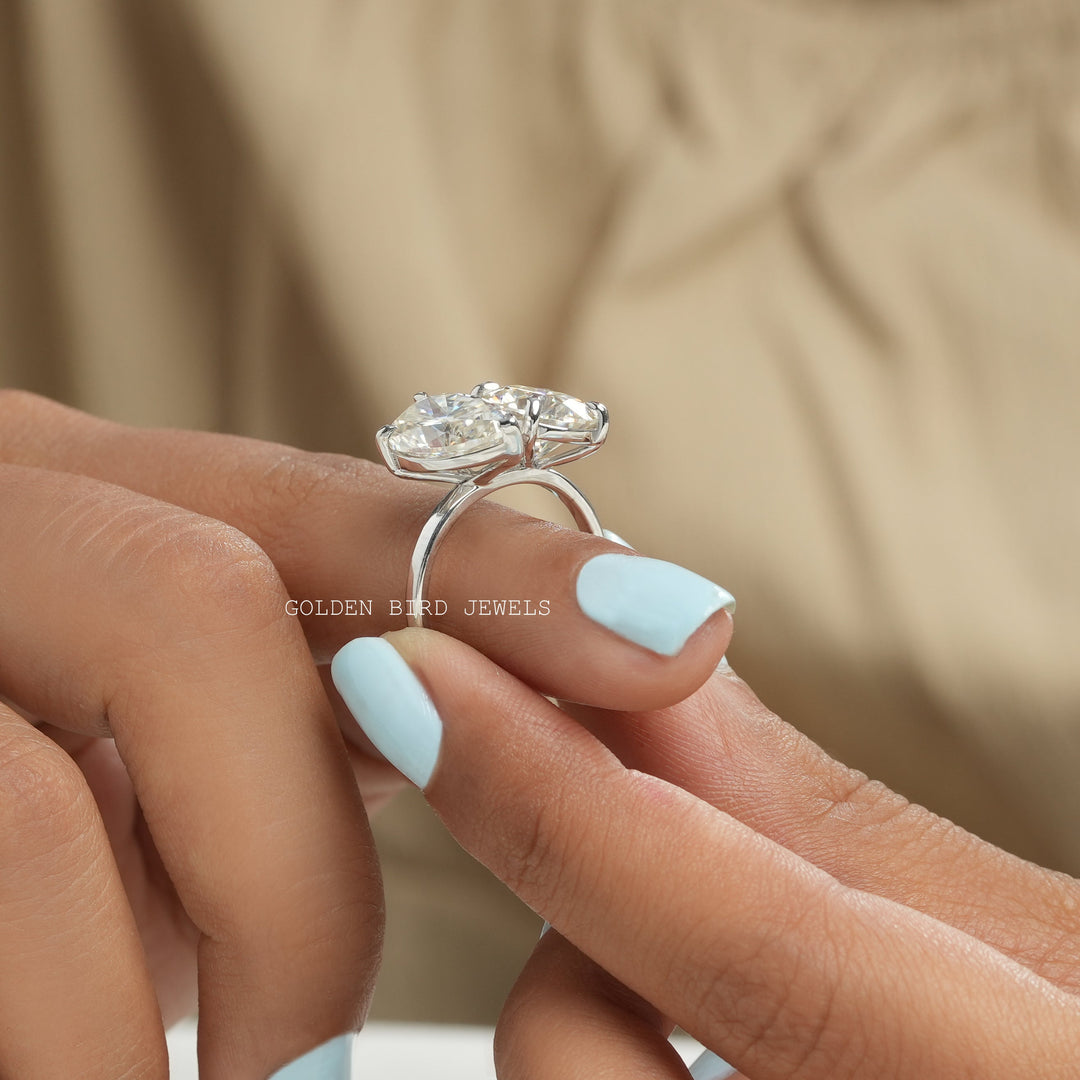 Pear And Oval Cut Moissanite You And Me Ring For Her