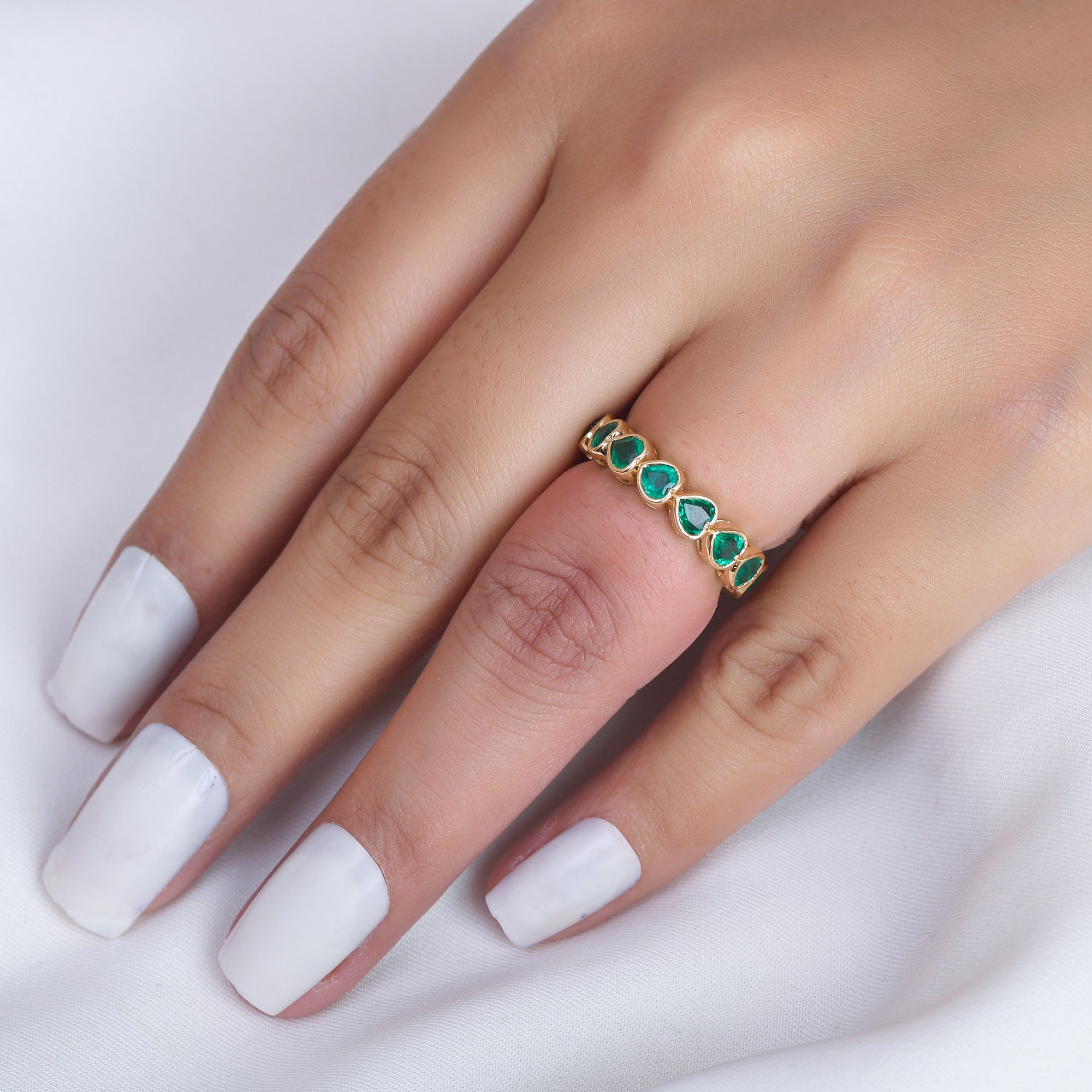 Emerald Heart Bezel Set Ring - qivii