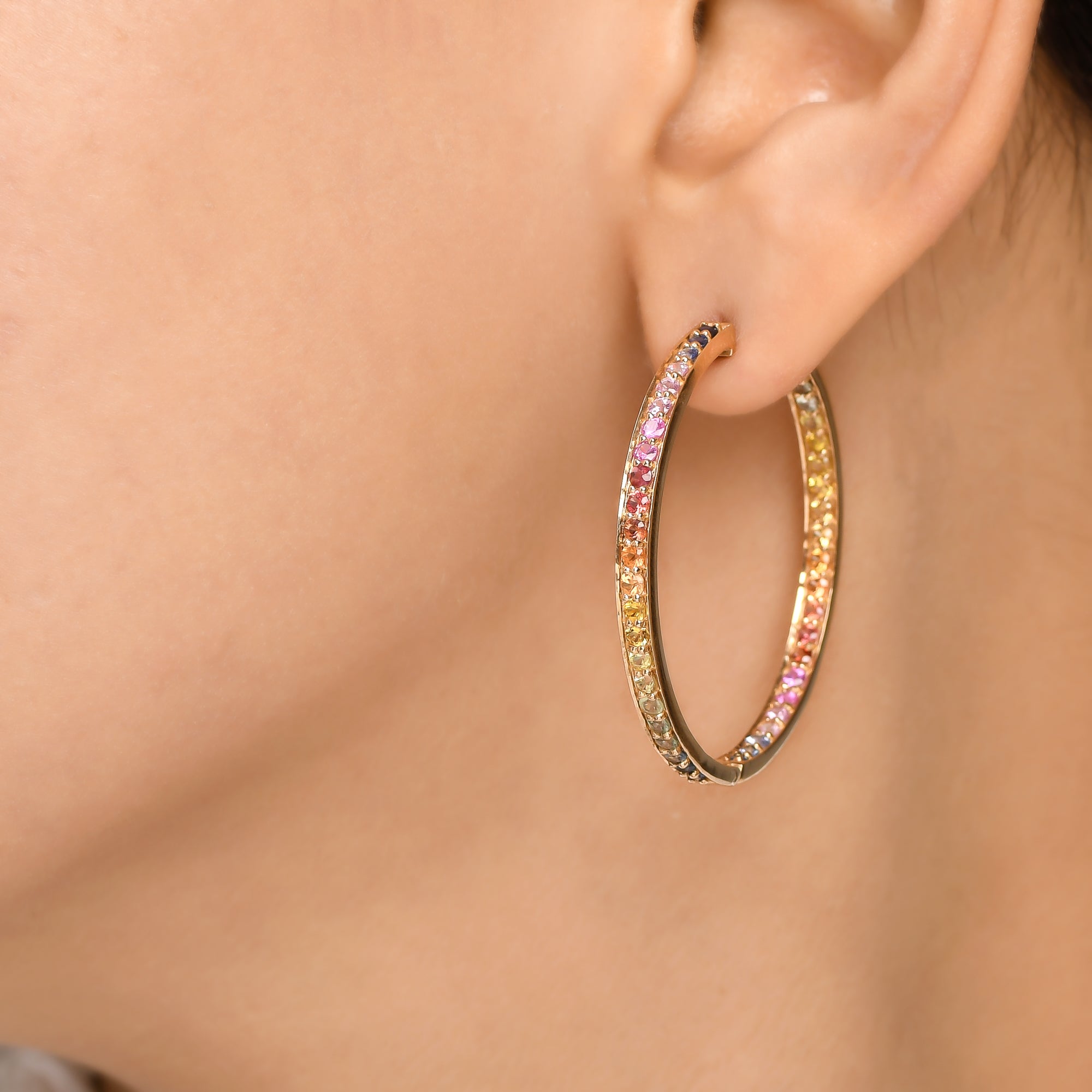 Rainbow Sapphire 2MM Hoops
