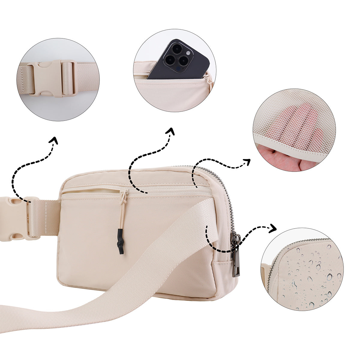 Dazzling Nylon Belt Bag