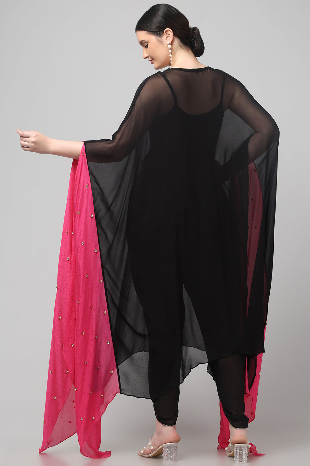 Two-Tone Asymmetric Kaftan with Dhoti style Bottom
