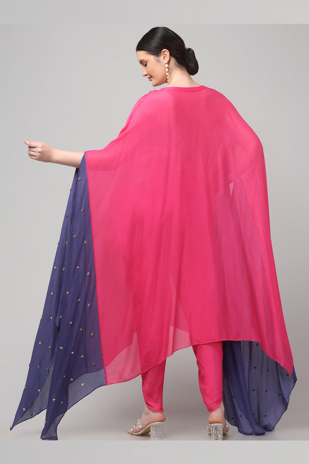 Two-Tone Asymmetric Kaftan with Dhoti style Bottom