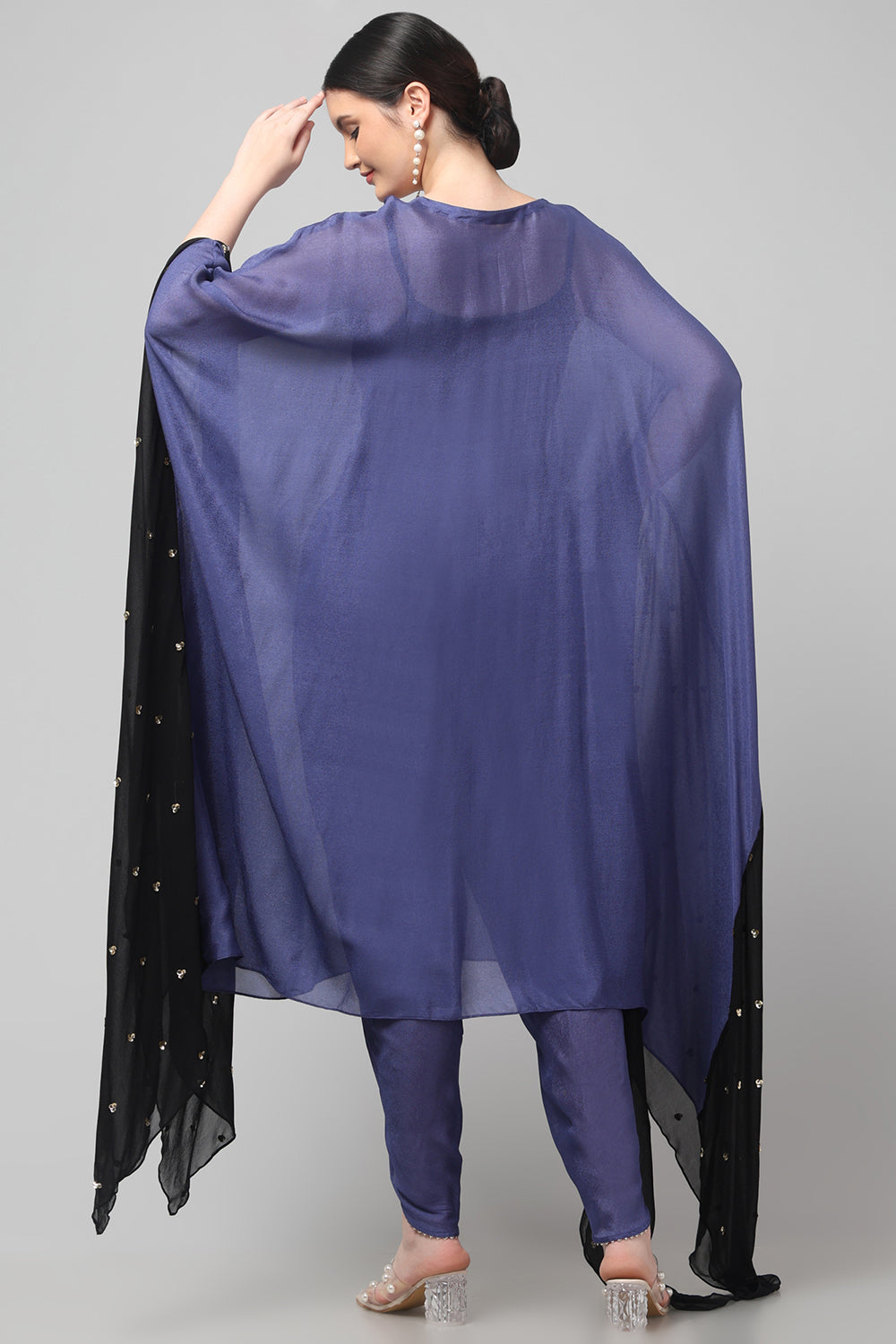 Two-Tone Asymmetric Kaftan with Dhoti style Bottom