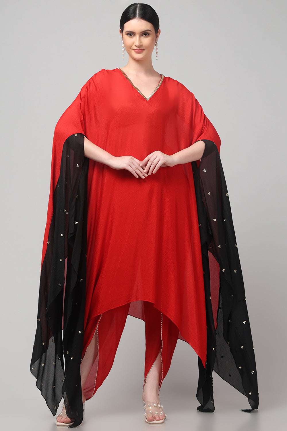 Two-Tone Asymmetric Kaftan with Dhoti style Bottom