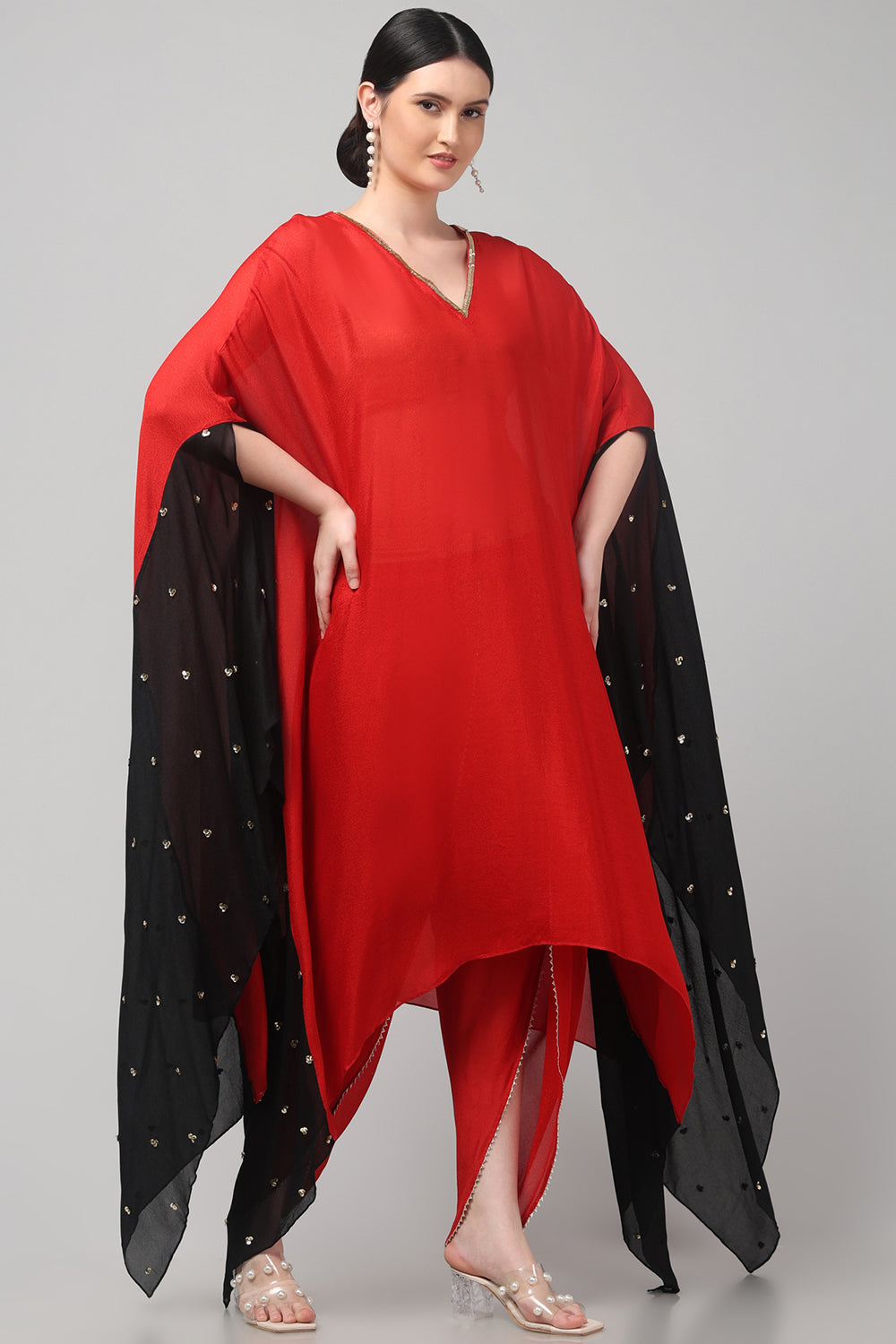 Two-Tone Asymmetric Kaftan with Dhoti style Bottom