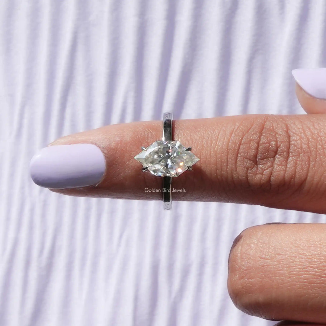 Dutch Marquise Moissanite Hidden Halo Ring