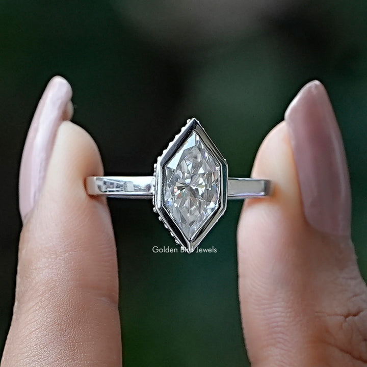 Dutch Marquise Moissanite Hidden Halo Engagement Ring